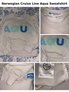 Norwegian Cruise Line Aqua Beige Logo Crewneck Sweatshirt XS oversized like new